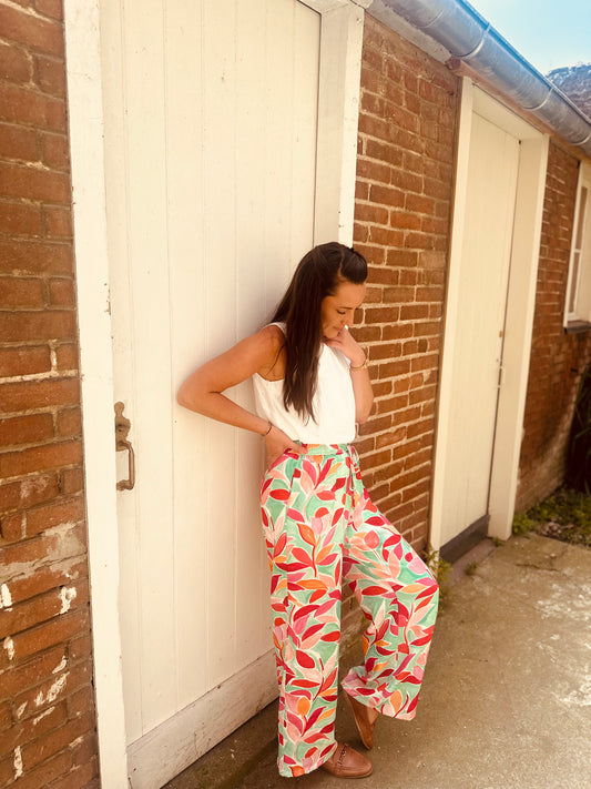 Pantalon turquoise fuchsia