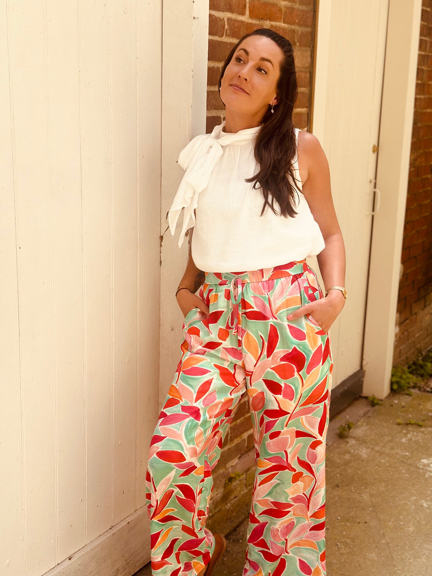 Pantalon turquoise fuchsia