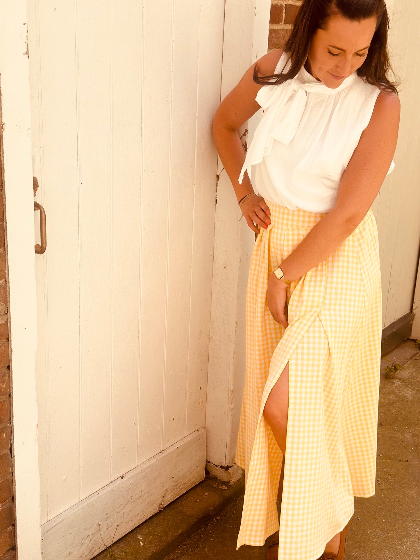 Jupe longue vichy jaune