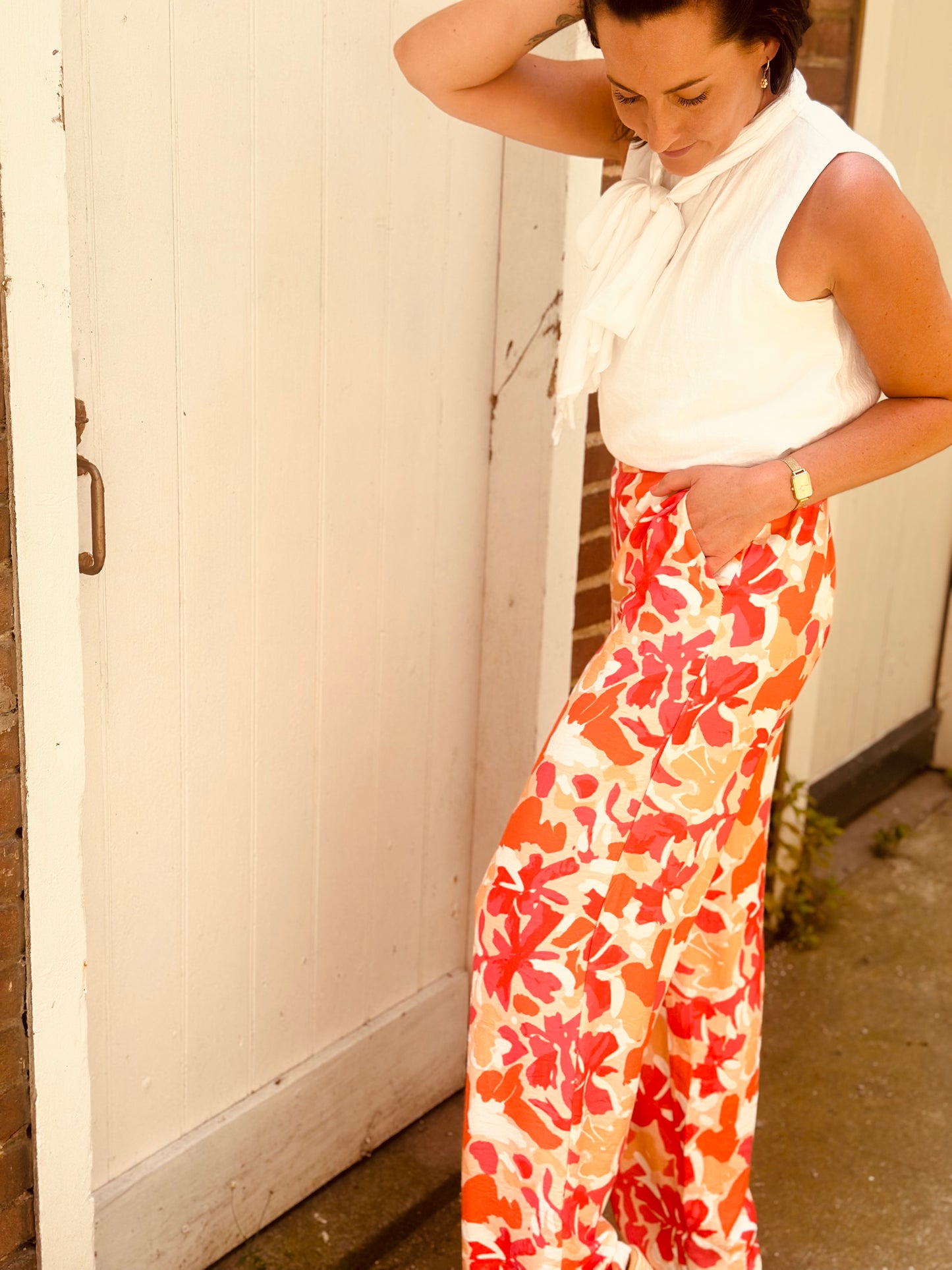 Pantalon rouge orange