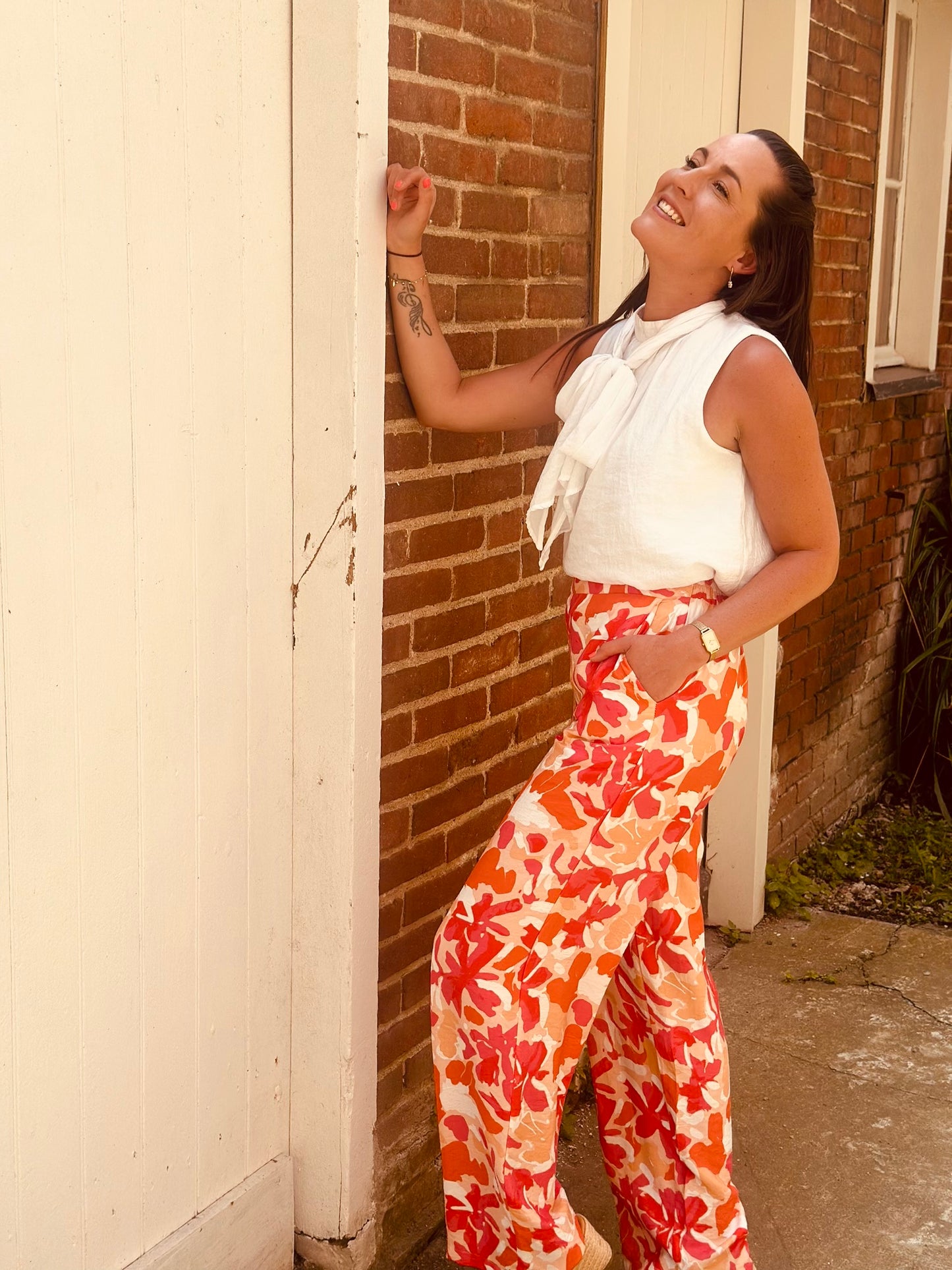 Pantalon rouge orange