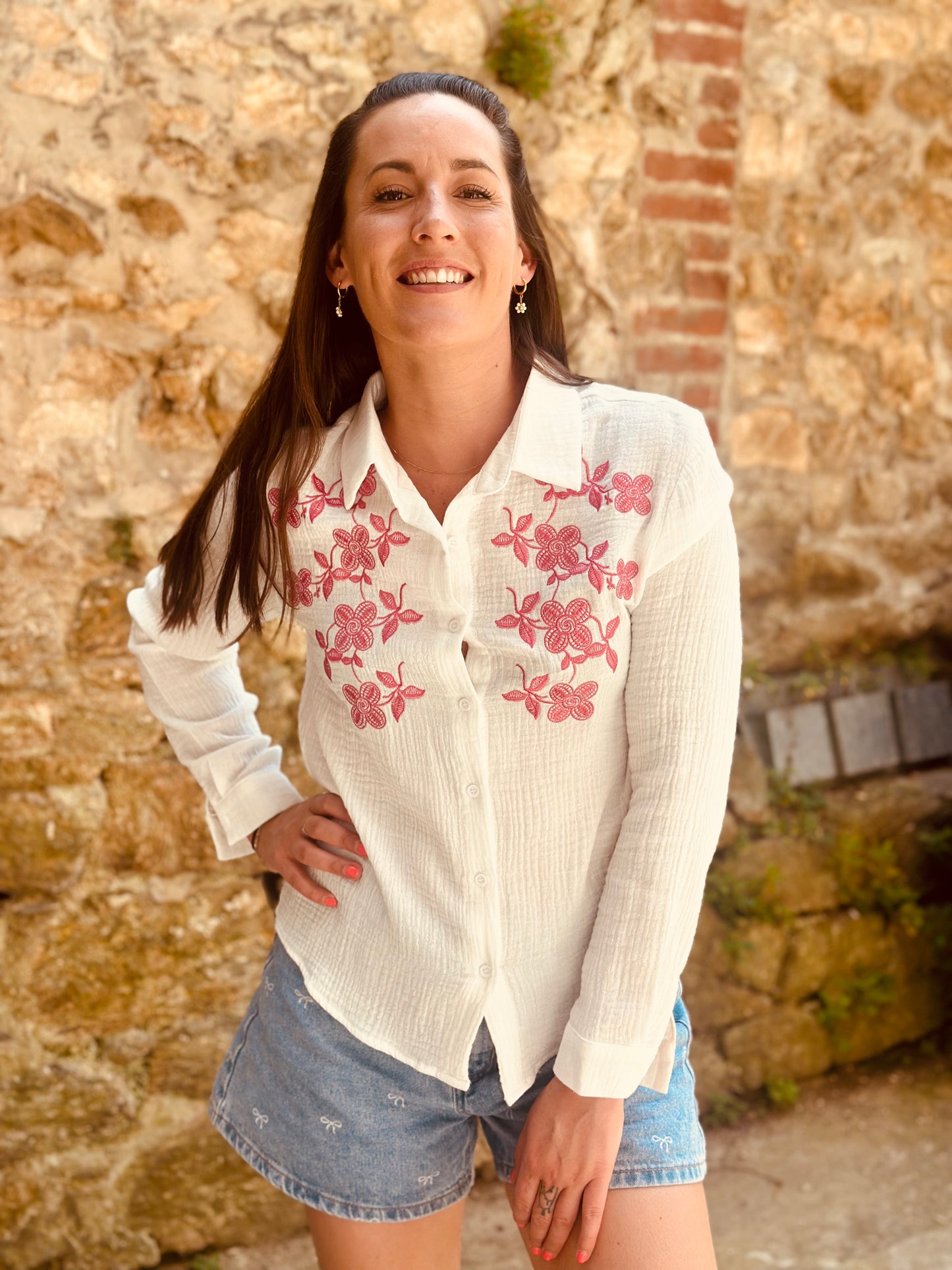 Chemise flower rose