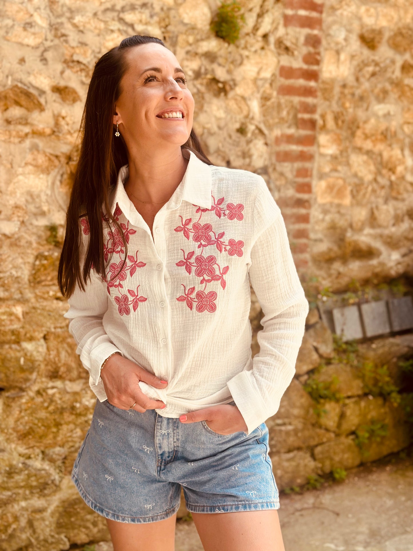 Chemise flower rose