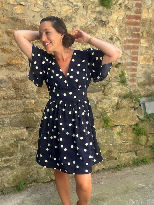 Robe marine pois
