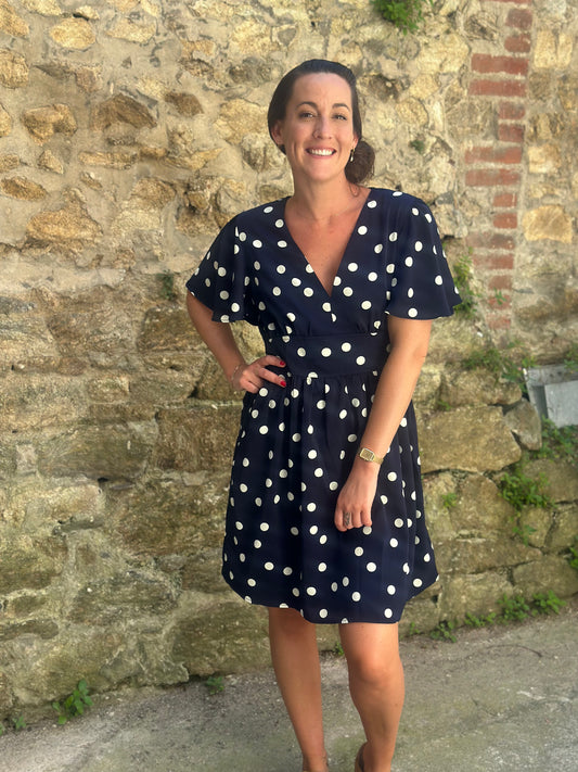 Robe marine pois