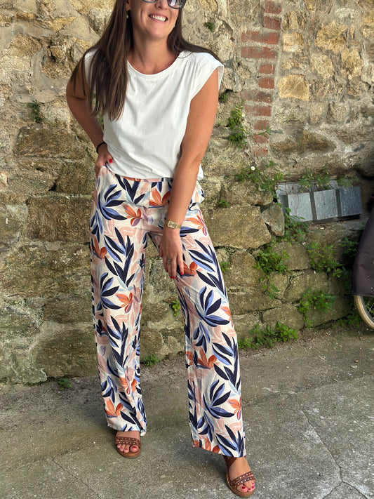 Pantalon bleu orange