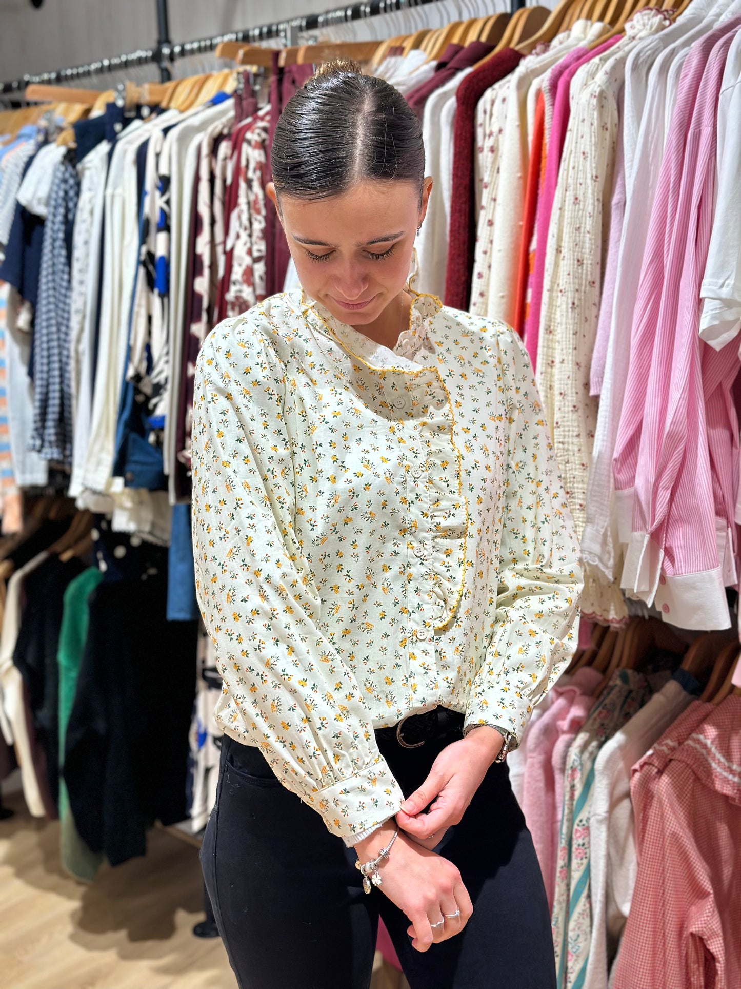 Chemise fleurs jaune