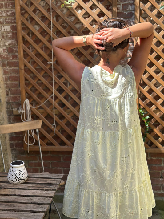 Robe mi-longue jaune anglaise