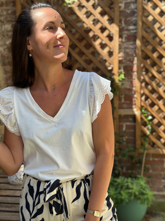 Top col V froufrou dentelle