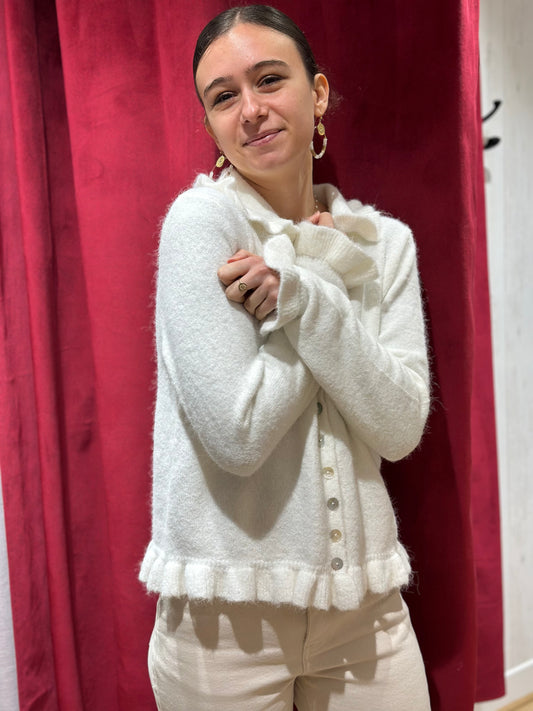 Gilet blanc volants col Claudine