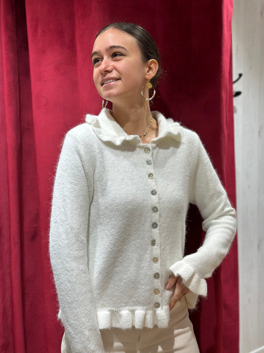 Gilet blanc volants col Claudine