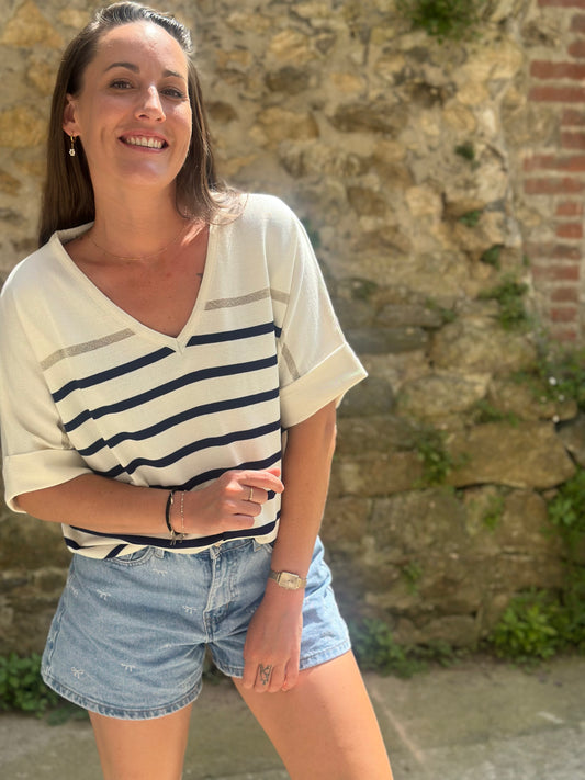 Pull marinière manches courte