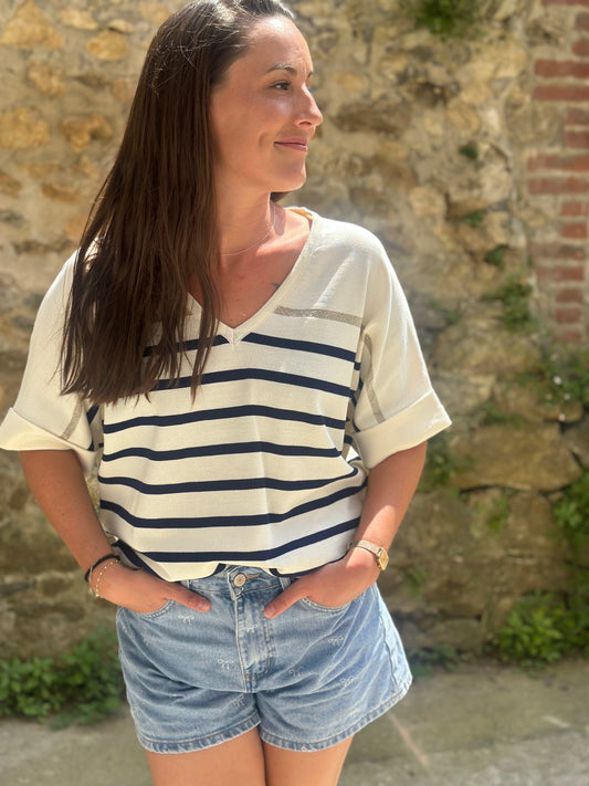 Pull marinière manches courte