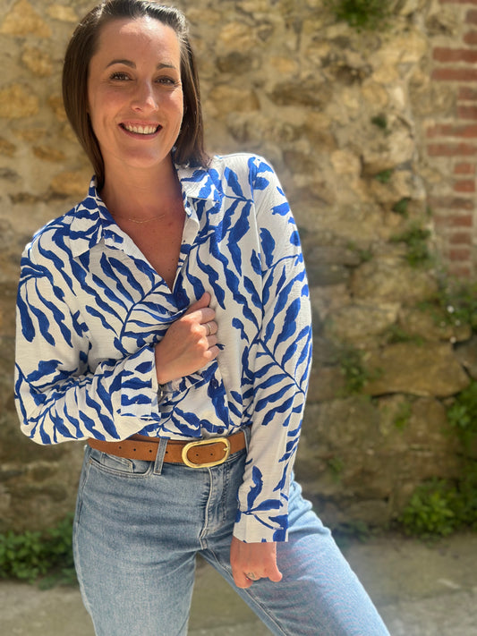 Chemise imprimée bleu roi