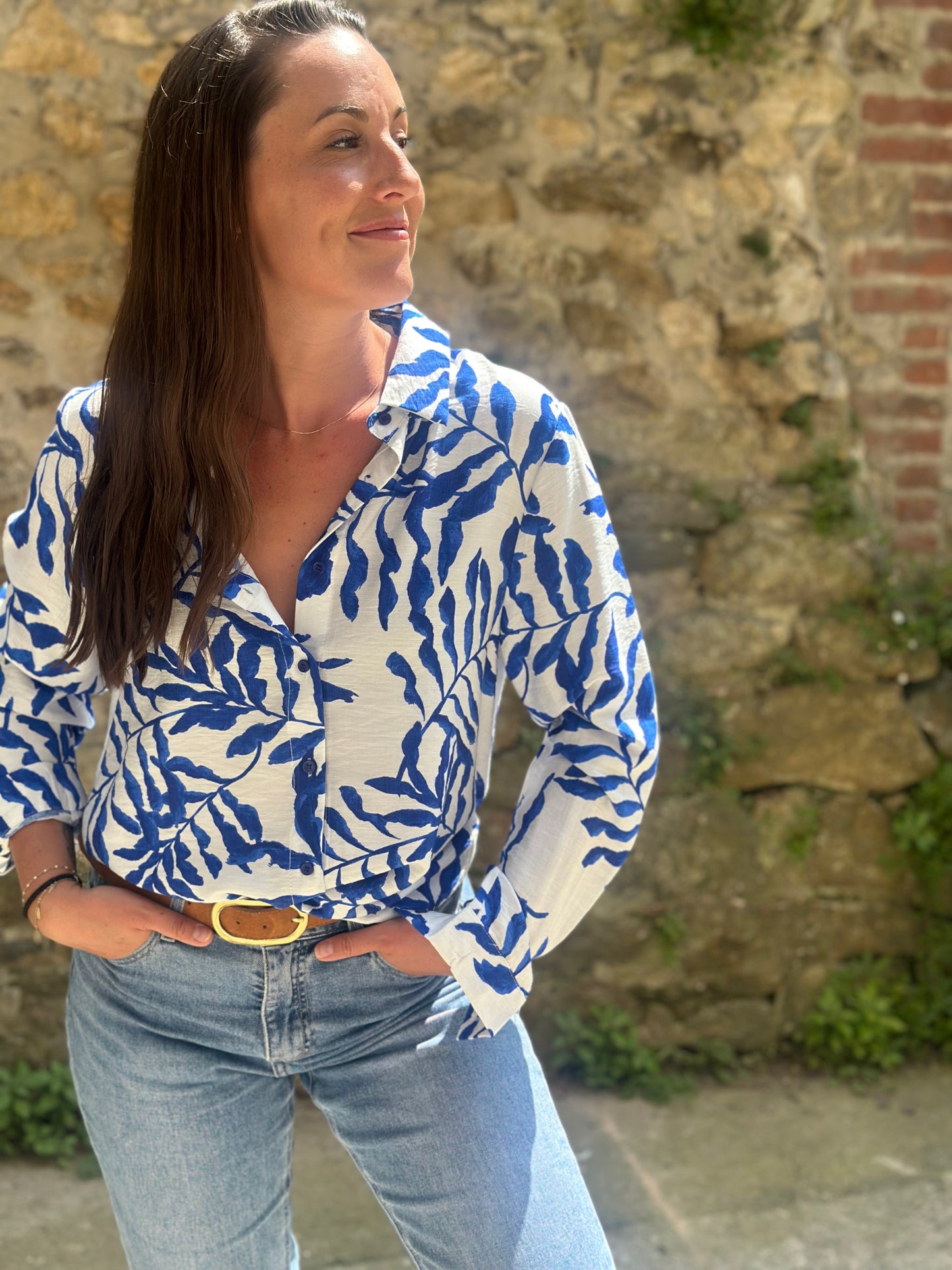 Chemise imprimée bleu roi