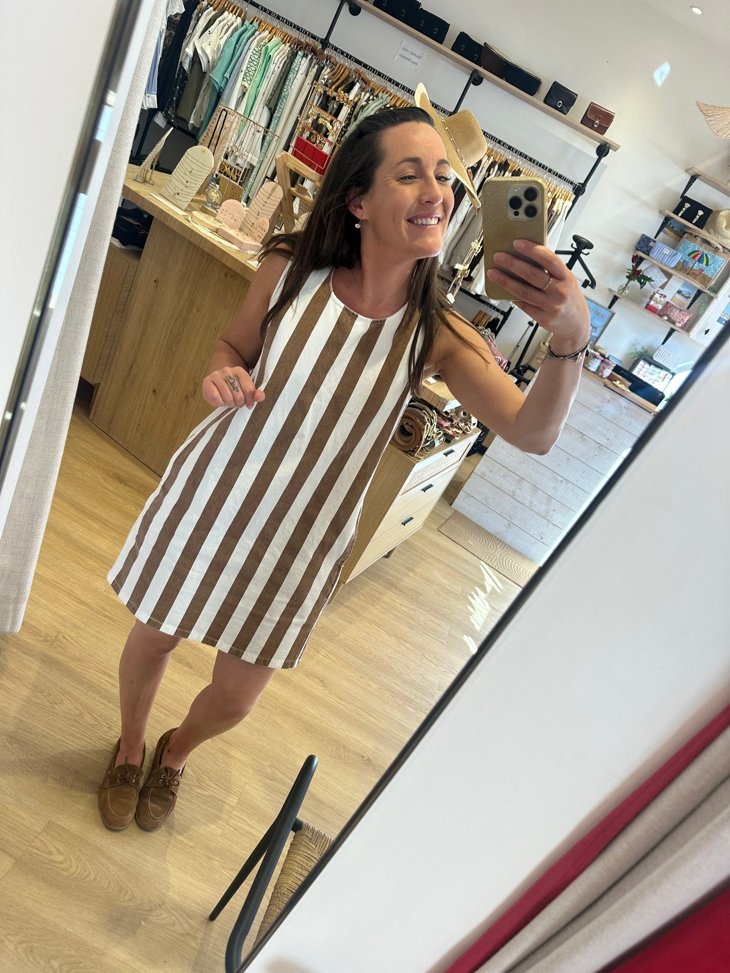 Robe jean rayée choco