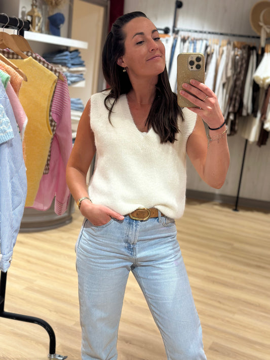 Maille beige sans manche