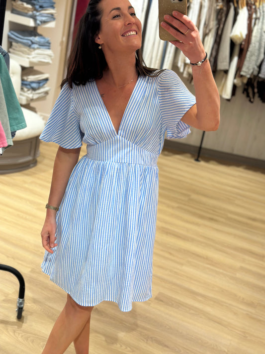 Robe rayée bleu