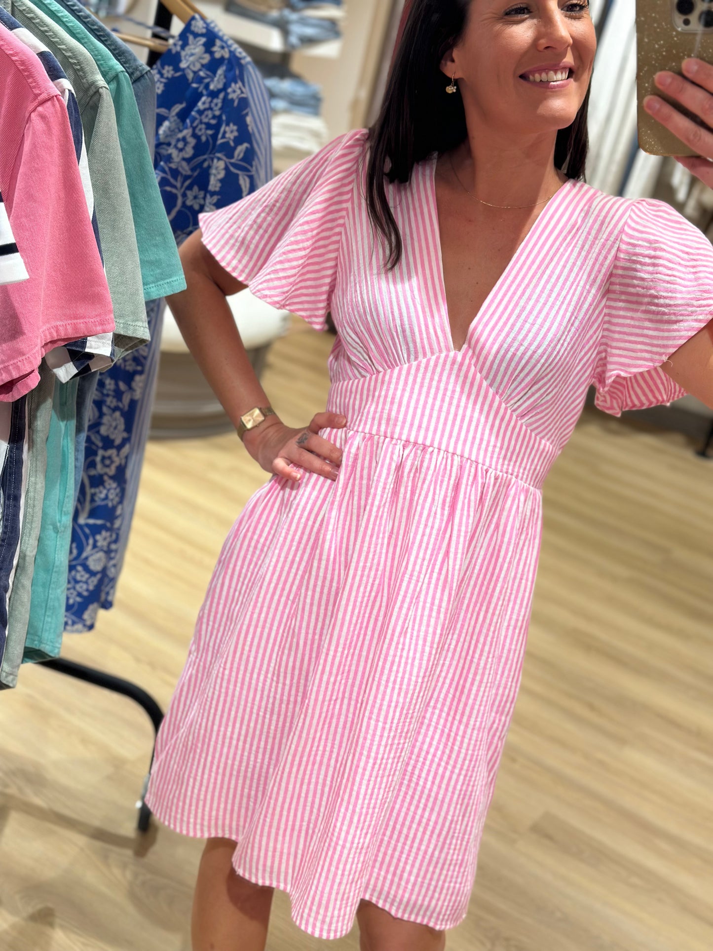 Robe rayée rose