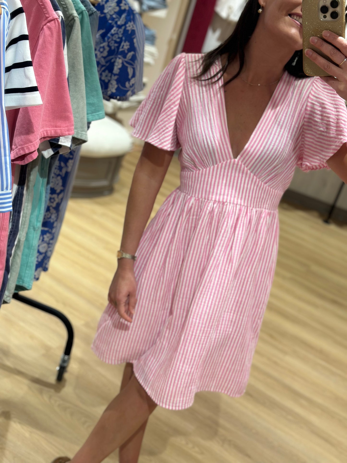 Robe rayée rose