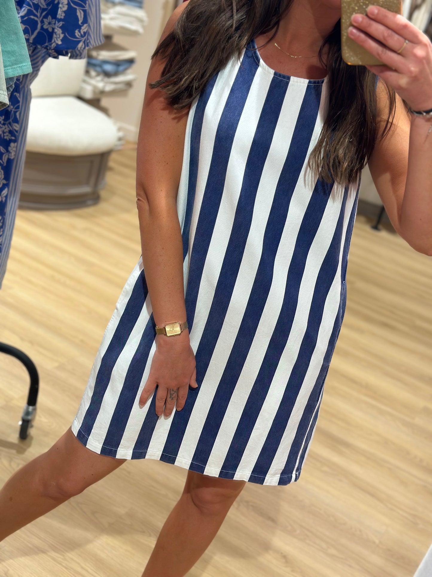Robe jean rayée bleu