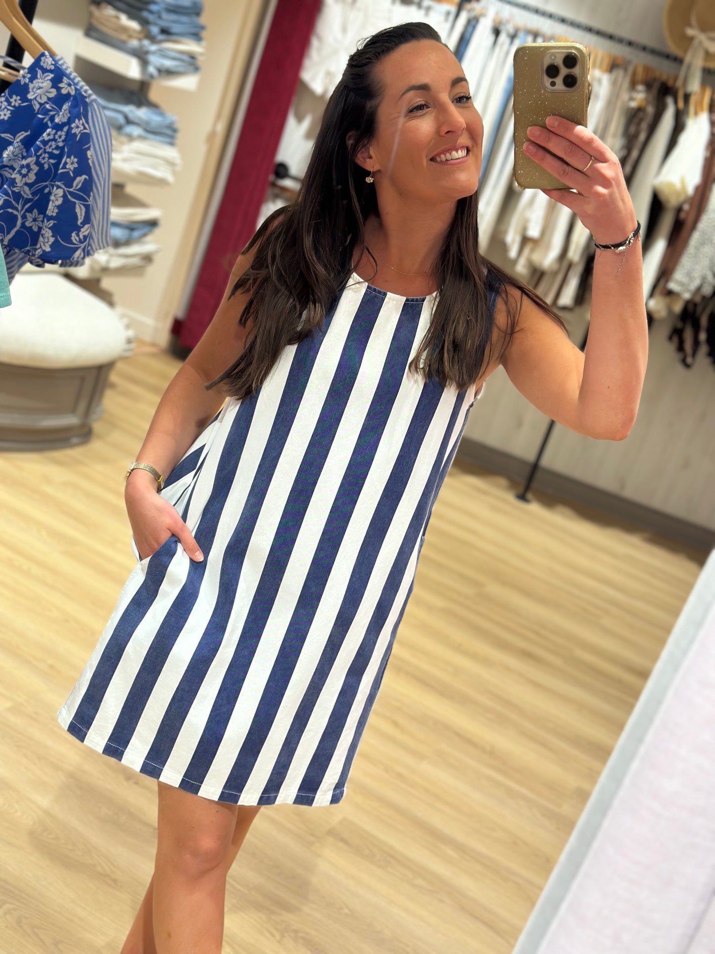 Robe jean rayée bleu