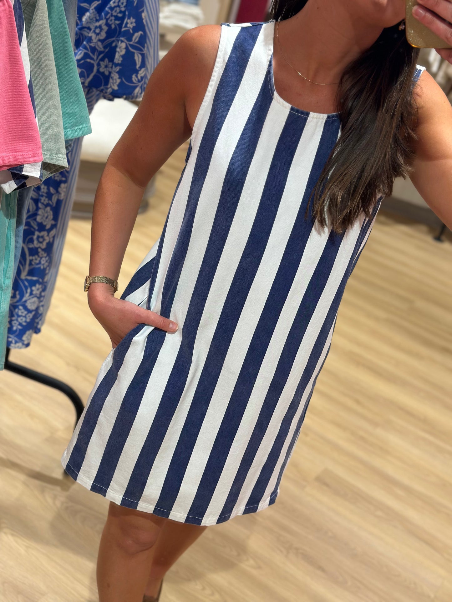 Robe jean rayée bleu