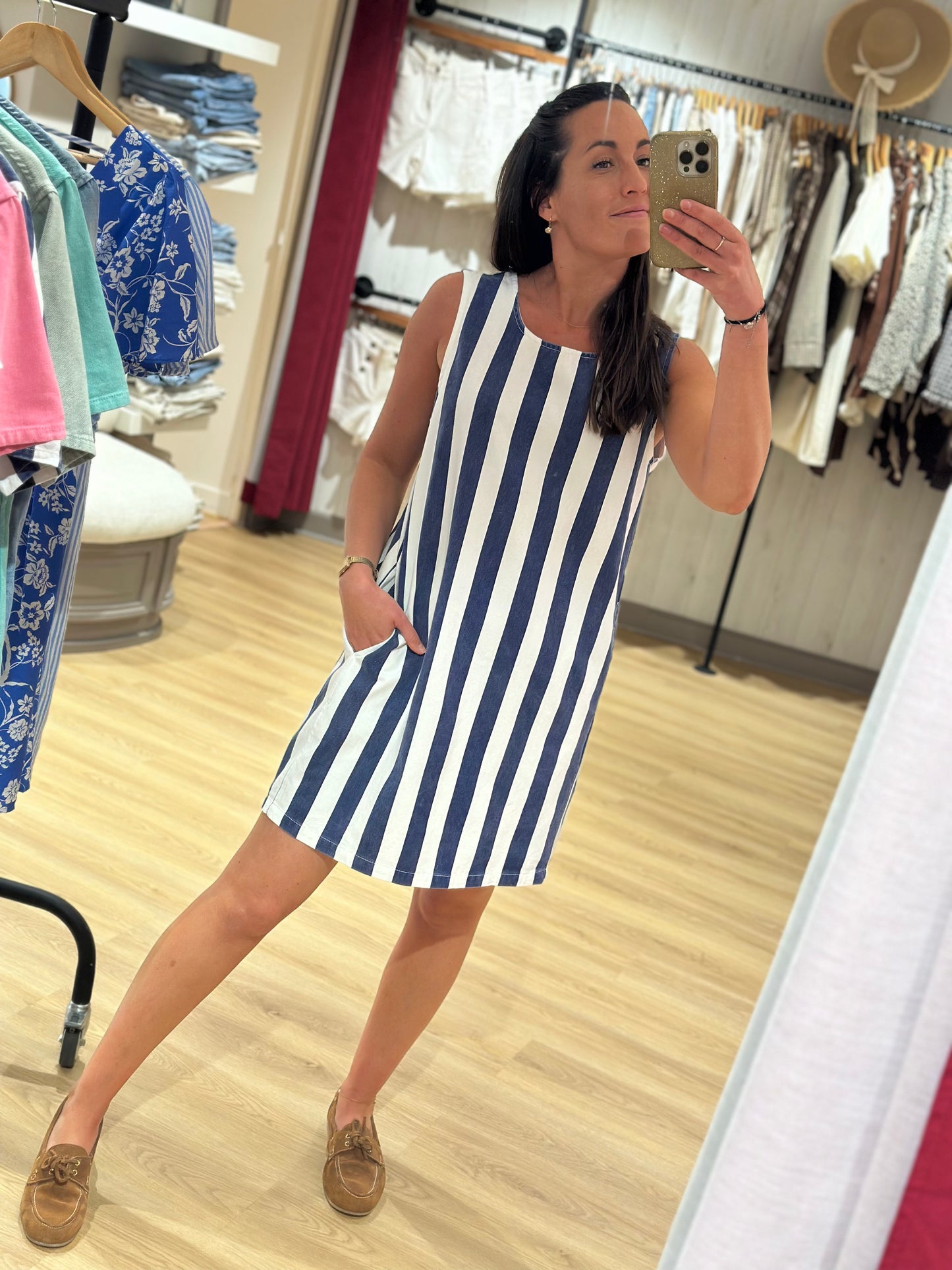 Robe jean rayée bleu