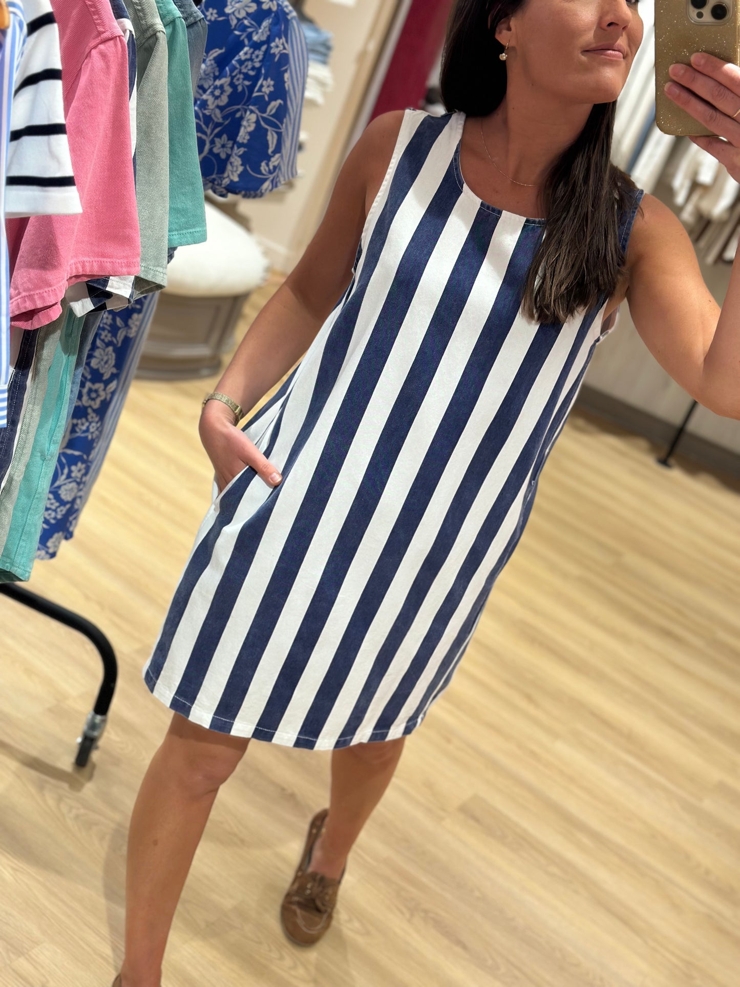 Robe jean rayée bleu