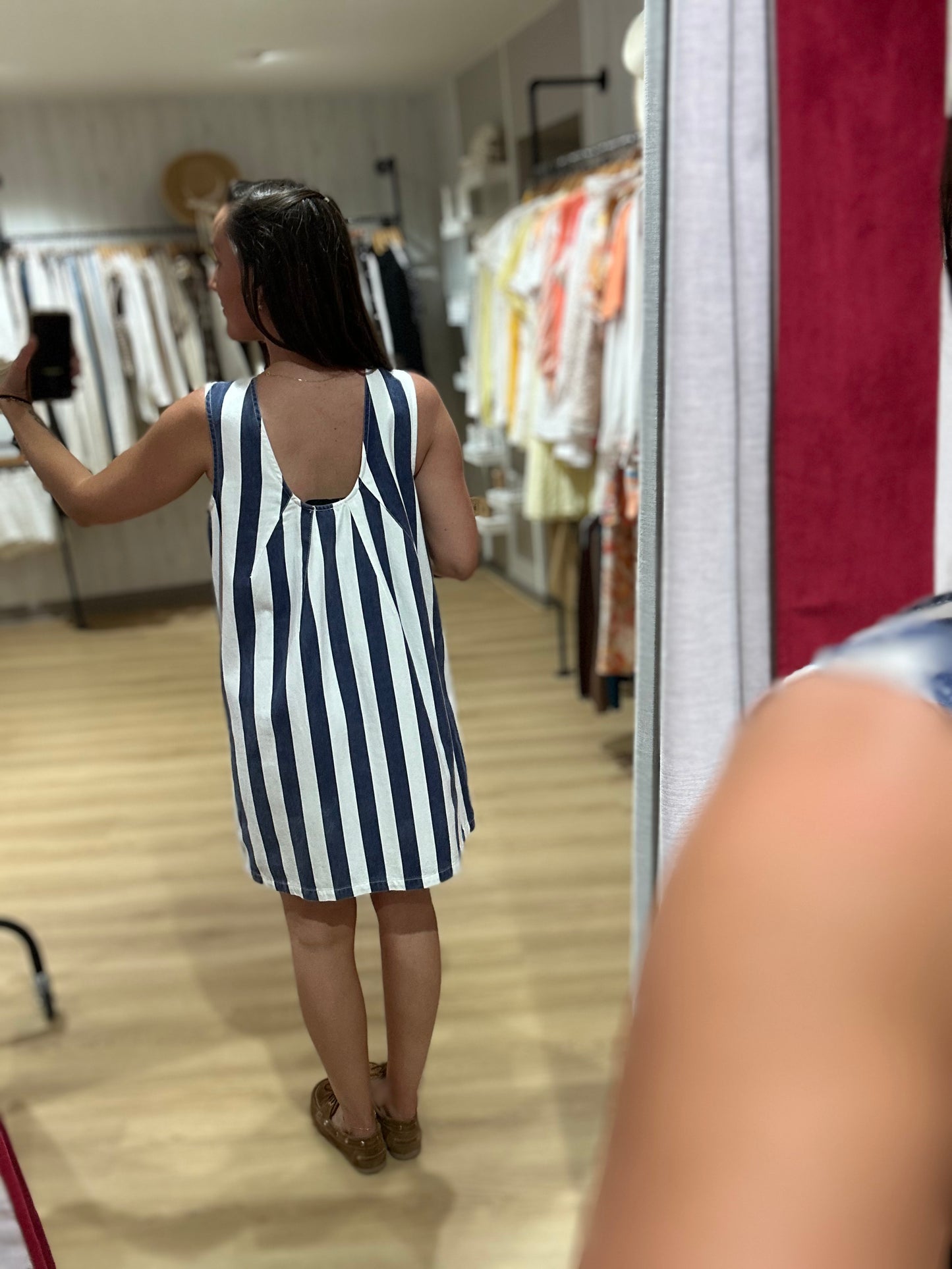 Robe jean rayée bleu