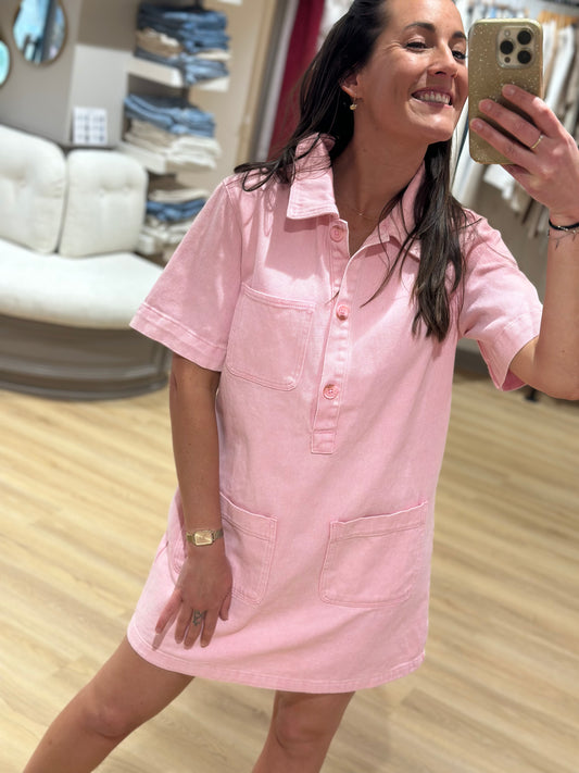 Robe jean rose