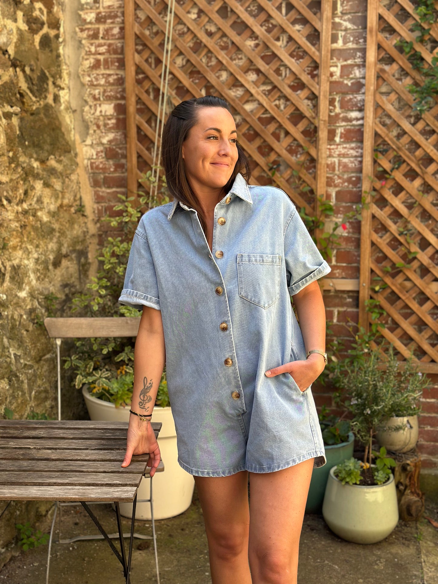 Combishort jean bleu jeans