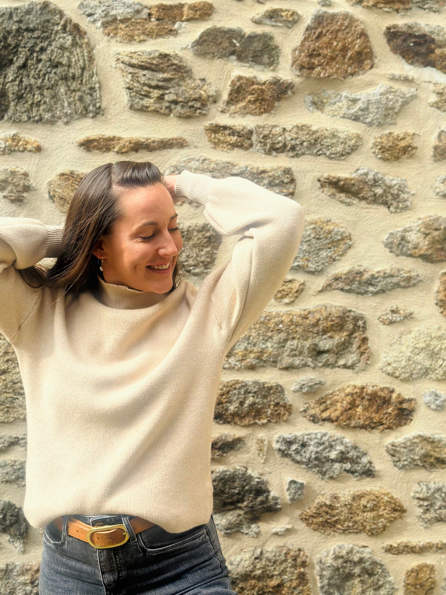 Pull col cheminée taupe