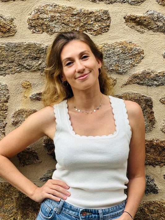 Débardeur pull blanc doré