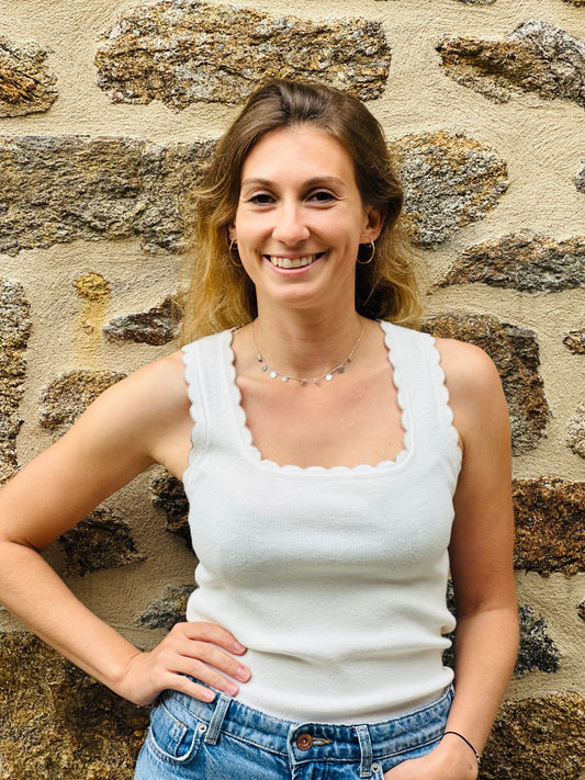 Débardeur pull blanc doré