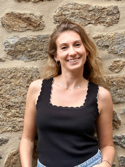 Débardeur pull noir doré