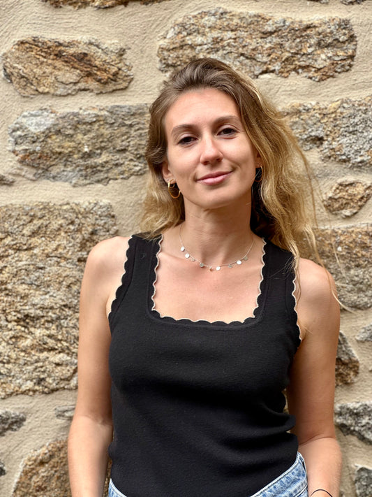 Débardeur pull noir doré
