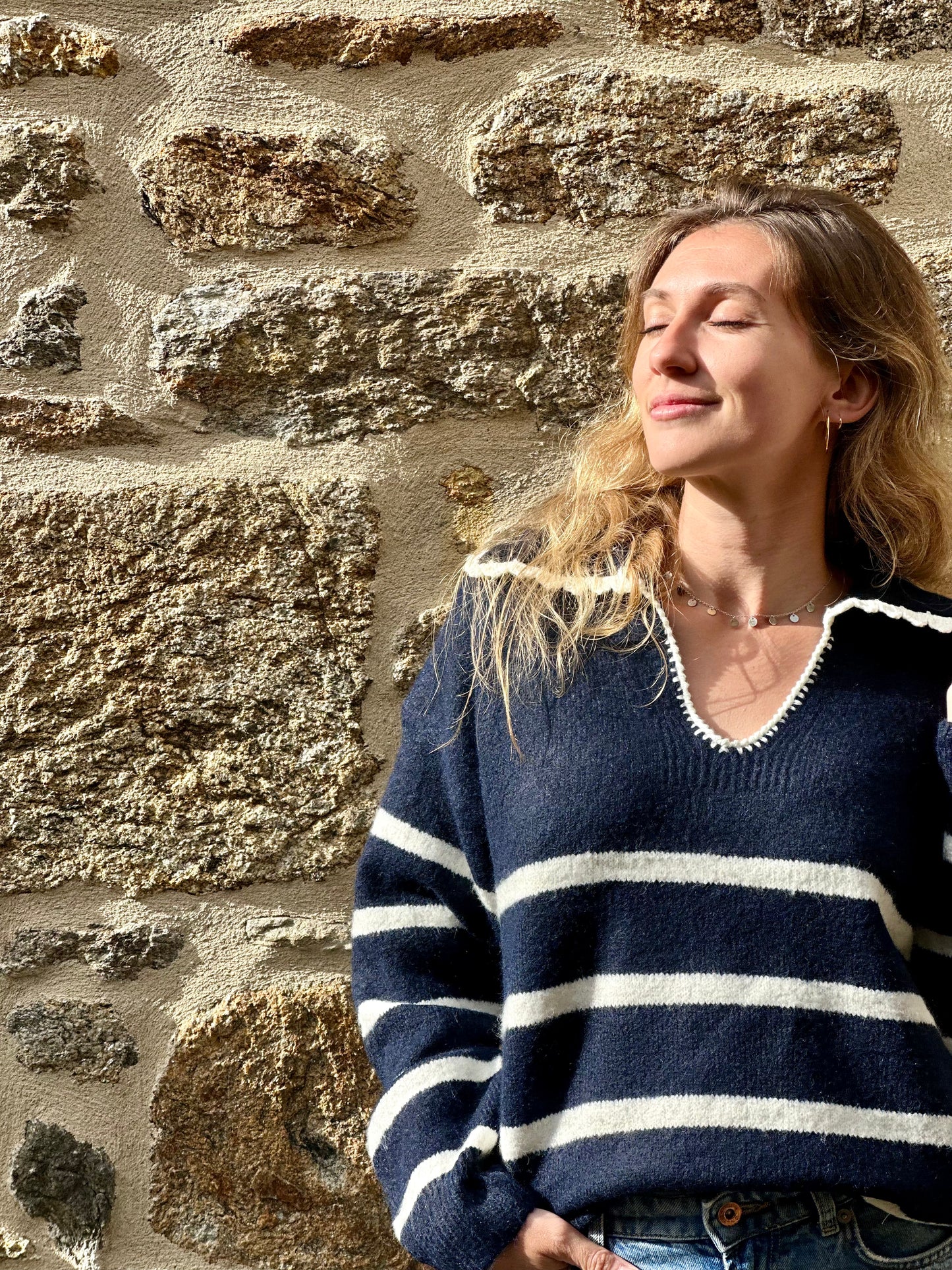 Pull marinière col Claudine
