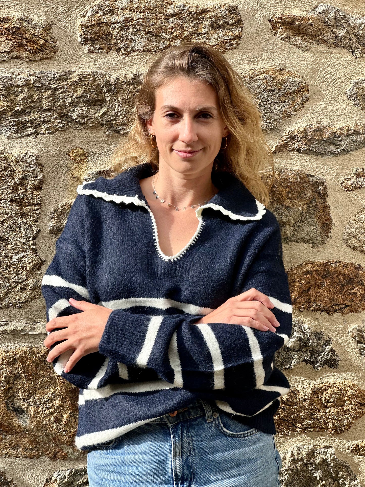 Pull marinière col Claudine