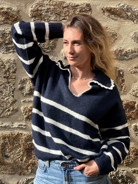 Pull marinière col Claudine