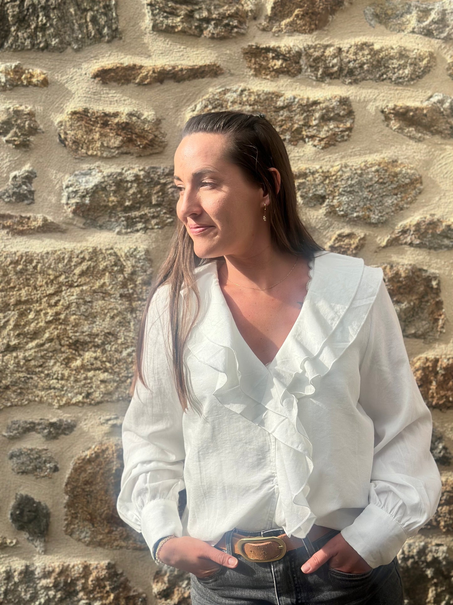 Chemise blanche volant