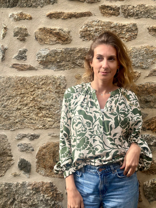 Chemise imprimée kaki