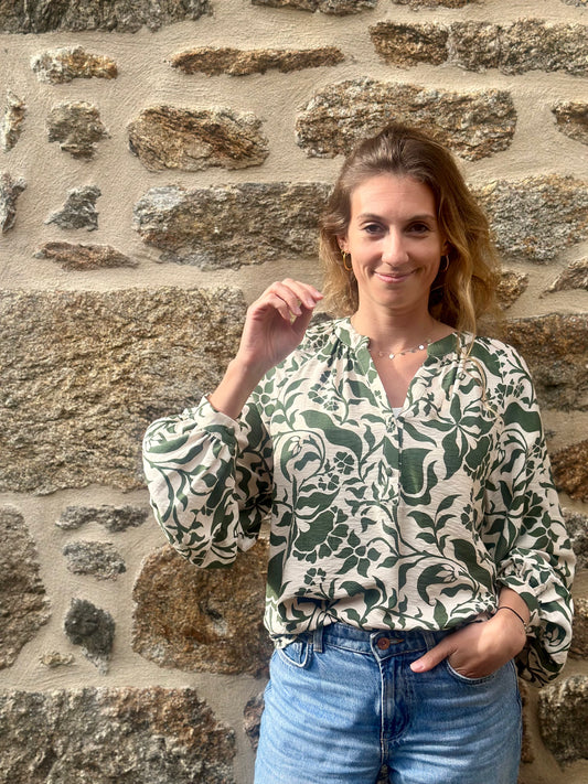 Chemise imprimée kaki