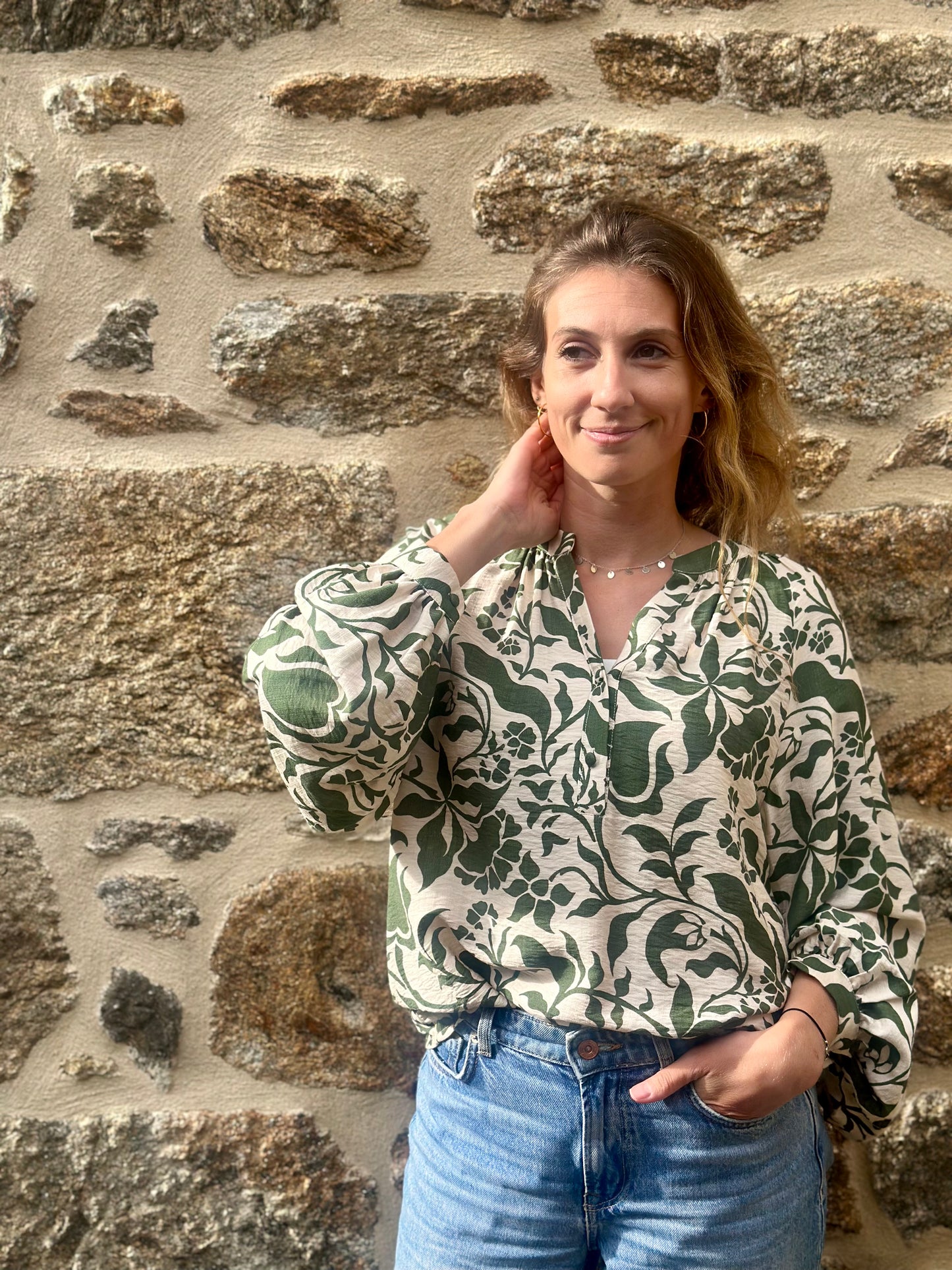 Chemise imprimée kaki