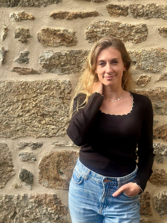 Maille noir dorée