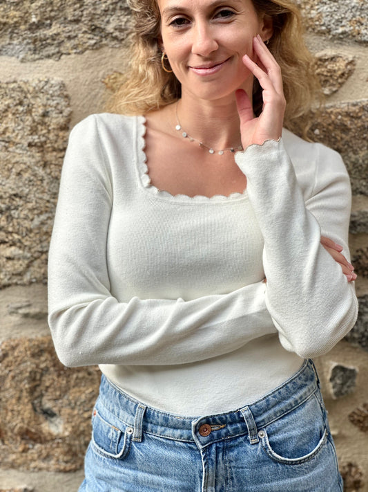 Maille blanche dorée
