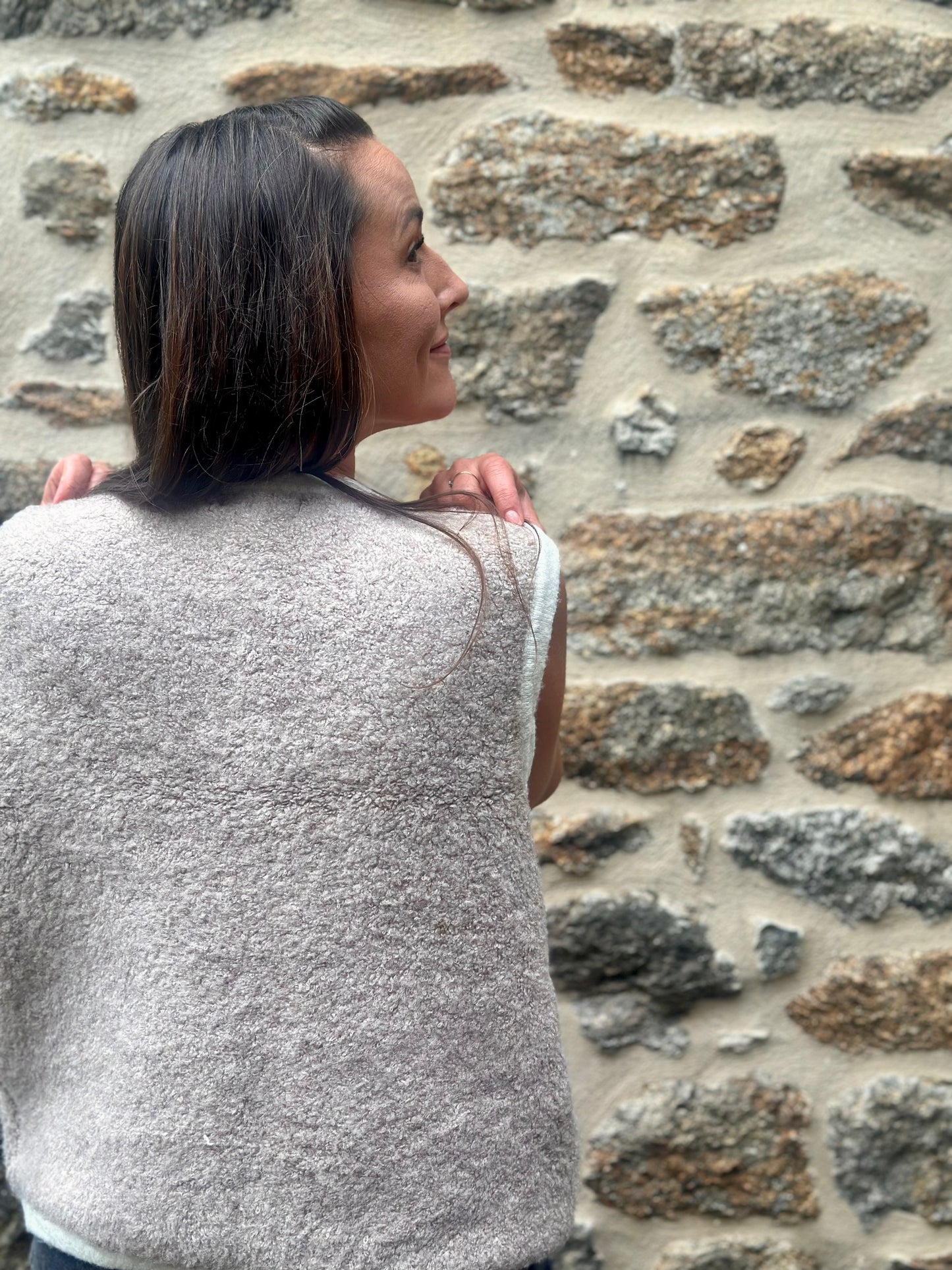 Gilet s/manche taupe laine