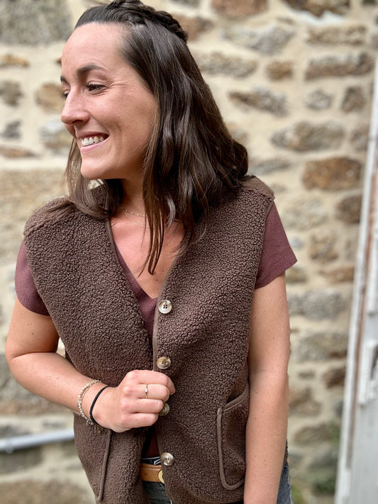 Veste choco S/manche moumoute