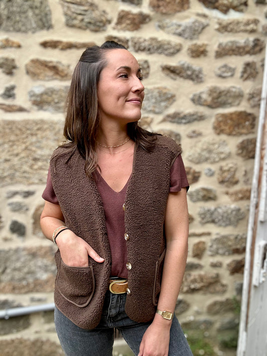 Veste choco S/manche moumoute