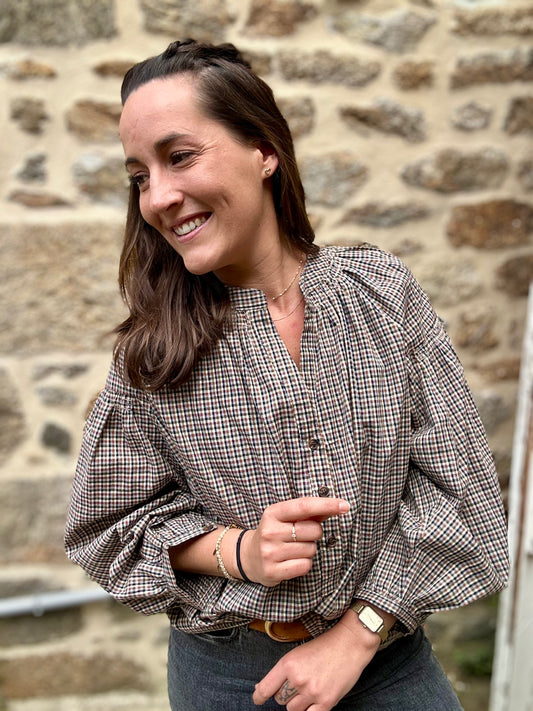 Blouse rouille quadrillée